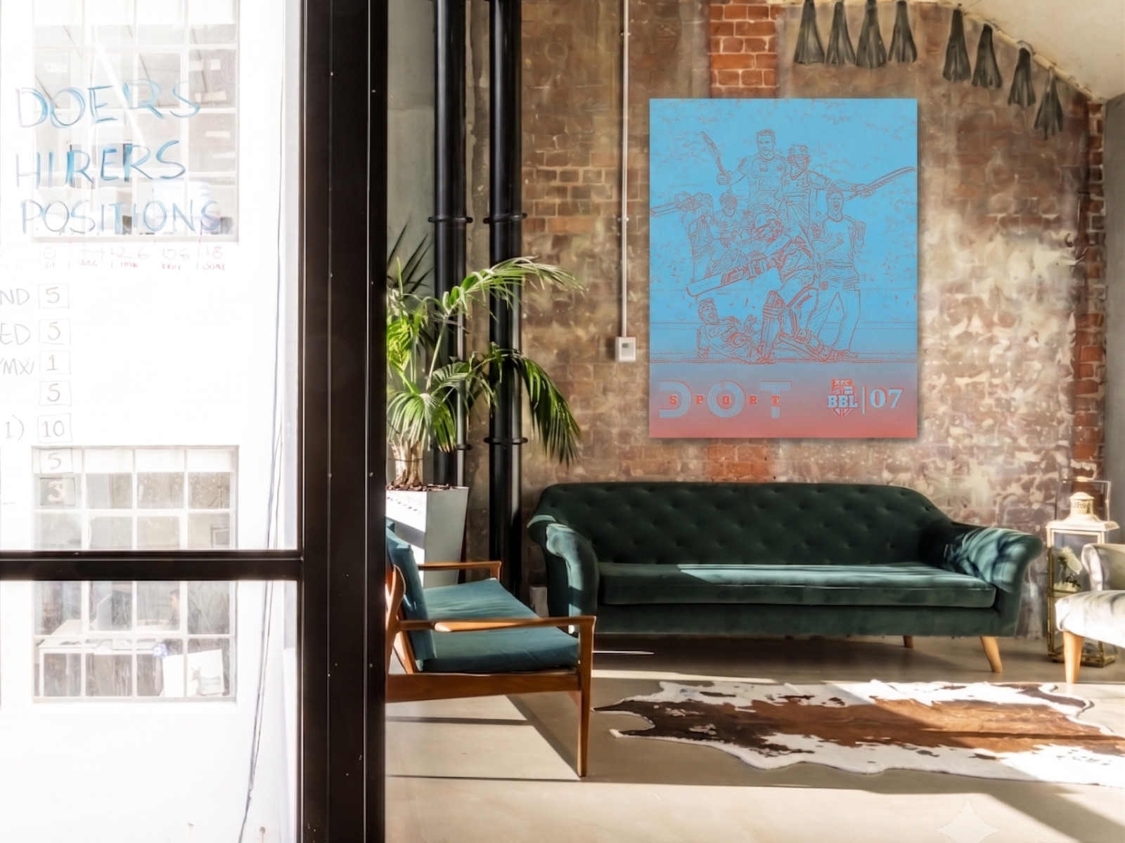 DOT Sport Big Bash League poster artwork displayed in a studio interior